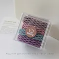 Set of four textured grid hair scrunchies in pastel tones within a clear acrylic gift box - Pink Purple Series (4 Pcs Boxed)