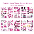 Lot de 10 tatouages éphémères roses vintage pour filles avec motifs de fête - Set de Tatouage Thème Fête de Filles (10 Feuilles)