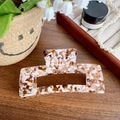 Classic rectangle acetate hair claw clip with tortoise shell pattern in ivory and brown - Rock Coffee 13cm