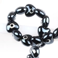Perle occhio del diavolo in ceramica nera a forma di cuore per gioielli e accessori - 13x14mm / Nero
