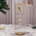 Golden iron wire Christmas tree tabletop decor with crystals and a star topper - Style C Gold