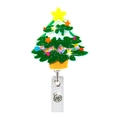 Ausziehbarer Ausweishalter mit grünem Weihnachtsbaum aus Acryl und bunten Pailletten - Weihnachtsbaum