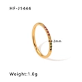 Detail view of 2mm rainbow zircon band in 18k gold plated stainless steel - US 6 / Gold Style (HF-J1444-金色)