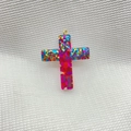 Ciondolo a croce in resina colorata con glitter e anello in metallo dorato per DIY - 5# (Ciondolo a Croce con Glitter Misto Multicolore)