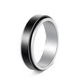Detailaufnahme eines 6mm Edelstahl-Spinners mit silber-schwarzem zweifarbigem Finish - US 6 / Schwarz