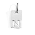Silver stainless steel rectangular pendant with engraved letter N for jewelry making - Steel N / Corroded Lettering 10*6*1.5mm