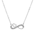 Silver infinity heart necklace with sparkling clear crystals on a delicate O-chain - Silver Infinity Heart Style
