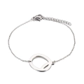 Elegante bracciale a maglie in acciaio inox con ciondolo lettera Q argento e chiusura - Stile Lettera Q (KB116115-K)
