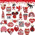 Valentinstag DIY Diamantmalerei Schlüsselanhänger mit Herz und Gnom Motiven in Rot-Weiß - Festliche Kreative Kollektion Schlüsselanhänger (20 Stile)