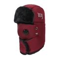 Gorro de invierno rojo oscuro con piel sintética negra y máscara desmontable NY - Talla única / Burdeos