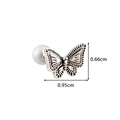 Silver butterfly cartilage stud earring with round bead backing 0.95cm x 0.66cm - Silver Butterfly