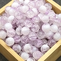 Round purple and white crackle glass beads 10mm stored in a decorative wooden box - 10MM Semi-white Crackle Purple