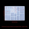 Translucent silicone mold with 20 square slots for DIY crystal epoxy resin pendants - 3D Square Pendant Mold