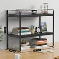 Black two-tier metal kitchen countertop storage rack measuring 30.7x20x36 cm - 30cm Integrated 2-Tier Black Frame + Black Board