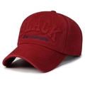 Classic deep red baseball cap with embossed BLACK text and blue New Collection embroidery - Adjustable / Burgundy