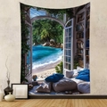Detail of bohemian tapestry featuring an artistic beach study and ocean view room decor - Gt202455