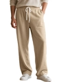 Pantaloni dritti casual da uomo color cachi chiaro con trama a nido d'ape e coulisse - S / Cachi