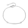 Elegantes silbernes Edelstahl-Kettenarmband mit gebogenem Stabglied und Verstellkette - Stahlfarbe
