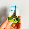 3D Paris Eiffel Tower souvenir fridge magnet with colorful resin embossed details - (18) Eiffel Tower Paris