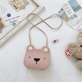 Cute pink bear-shaped crossbody bag for girls with high-quality PU leather finish - Lotus Pink