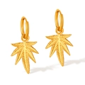 Golden maple leaf hoop earrings for women with a minimalist polished metal finish - Maple Leaf Pendant Style (GE914)
