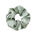 Pale green large satin scrunchie with silky texture for elegant hair styling - Dark Green
