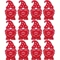 Lot de 12 porte-couverts en feutre rouge avec motifs de gnomes pour décoration de table Noël - Lot de 12 / Rouge