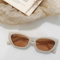 Retro cat-eye sunglasses in cream beige frame with dark brown lenses and sleek temples - Rice White 24 - 51-20-142 Acetate Style