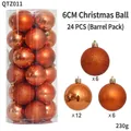 Set of 24 bronze 6cm Christmas ornaments with glossy, glitter, and matte finishes - 24-Piece Set (6cm) / Bronze