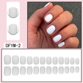 Matte white short square round press-on nails set with 24 pieces for hand manicure - Glue Type / Matte White (DFYM-02)