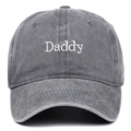 Gorra de béisbol de algodón lavado gris con bordado de letras Daddy blancas al frente - Talla única / Gris