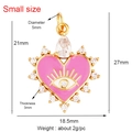 Pink heart evil eye charm in gold plating with white zircons and size specifications - Pink-Small Evil Eye