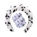 Black and white spotted spa headband and wristband set made of plush terry cloth - White Leopard Headband + 2 Wristbands
