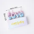 Pink and blue gradient LOVE birthday candle with gold dots and purple gift box - Gradient LOVE Letter Candle / 1 Piece / Gradient LOVE