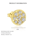Golden 925 sterling silver round hollow stud earring with sparkling cubic zirconia - Hollow Round - Single / Gold