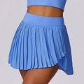 Gonna-pantalone da tennis a pieghe azzurra con vita alta e tessuto elasticizzato - S / Celeste