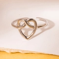 Bague ajustable en acier inoxydable argenté avec un design de nœud en forme de cœur - Style Cœur et Symbole de l'Infini Couleur Acier (Couleur Acier 12)