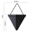 Minimalist black triangle wall planter in matte finish with detailed size dimensions - Large / Black Pot - Black Frame
