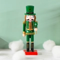 Cascanueces verde de 25cm con cetro de trébol para decoración de San Patricio - Verde