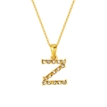 Gold letter Z square pendant necklace featuring sparkling white zircon stones in micro-pave - Letter Z