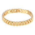 Pulsera clásica para hombre de acero de titanio dorado con diseño de reloj - Pulsera 21cm / Dorado