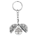 Detail of opening sunflower pendant keychain with You are my sunshine engraving - T00010 Full Silver (You are my sunshine)