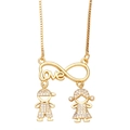 Goldkette mit Unendlichkeitssymbol, Love-Schriftzug und Junge-Mädchen-Anhängern - 18K Vergoldet / Gold