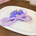 Chouchou élégant violet avec nœud tissé et perle en métal doré poli pour cheveux - 54# Chouchou Nœud Violet avec Boule en Métal