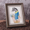 Classic green and bronze ornate picture frame with zebra art for tabletop decor - Palace Green