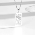 Silver stainless steel Virgo zodiac rectangle pendant necklace on minimalist white background - Virgo / Steel