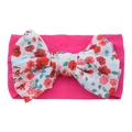Elastic baby nylon headband with large floral bow in vibrant rose red color - #17 Red Floral