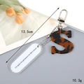 Letter S tortoise shell acetate keychain with silver spring clasp and white charm - Letter S