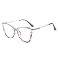 Cat-eye TR90 blue light glasses with silver metal and reddish-brown floral frame - Grey Top Tortoiseshell Bottom Frame