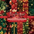 Christmas themed scrapbooking paper pack with 24 sheets of 6x6 inch festive patterns - R2461 24 Sheets